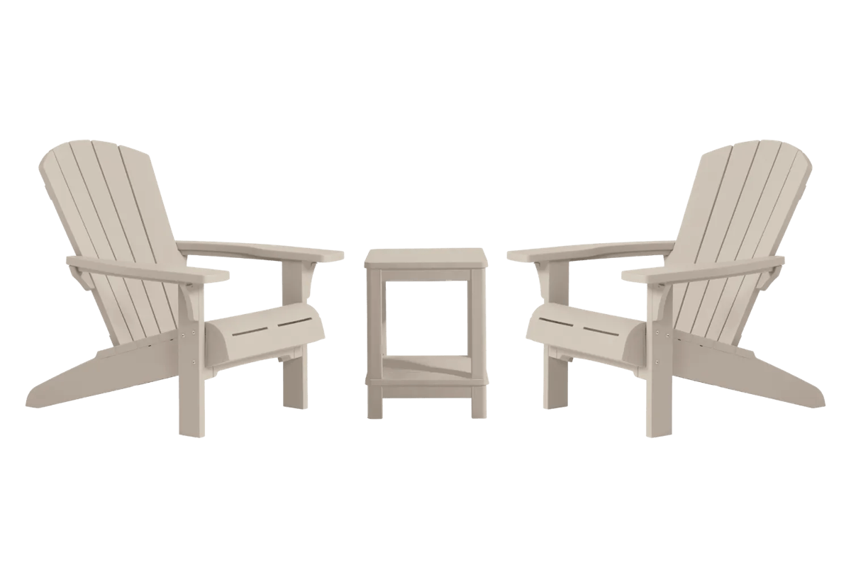 Troy Adirondack Tuinstoelen met Deluxe Bijzettafel - Soft Beige