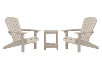 Troy Adirondack Tuinstoelen met Deluxe Bijzettafel - Soft Beige - Tuinmeubelen