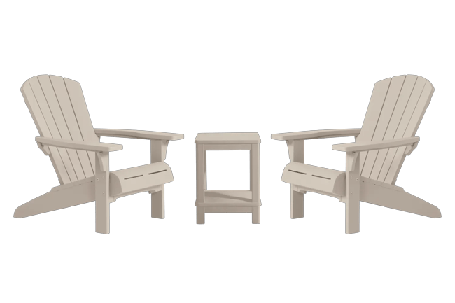 Troy Adirondack Tuinstoelen met Deluxe Bijzettafel - Soft Beige