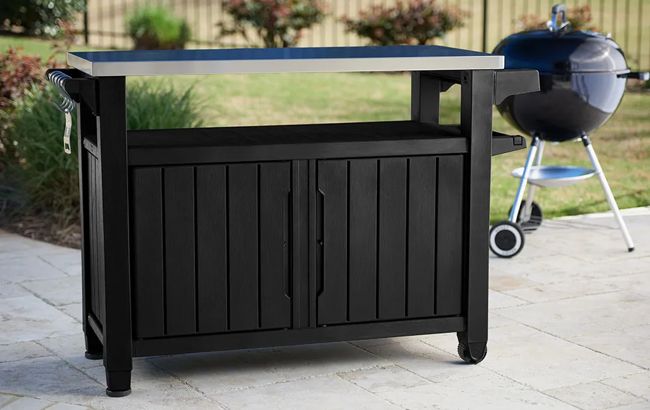 Unity XL Graphite Outdoor Kitchen Cart with Storage - Keter US