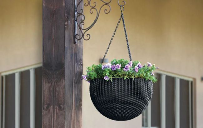 Graphite Hanging Sphere Planter & Flower Basket (Set of 2) - Keter US