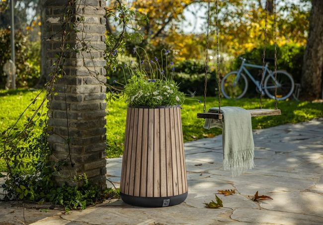 Self Watering Pine Brown Conical Tall Planter - Keter US