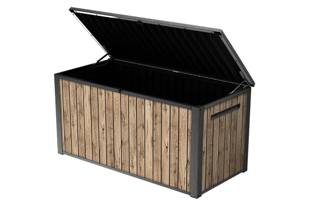 ארגז אחסון דקו 650 ליטר - דמוי עץ בגווני חום