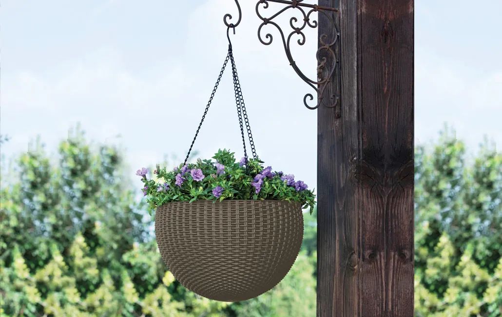 Brown Hanging Sphere Planter & Flower Basket (Set of 2) - Keter US