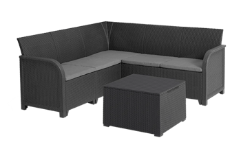 Rosalie 5 Seater Corner Lounge Set With Storage Table - Grey - Lounge Sets