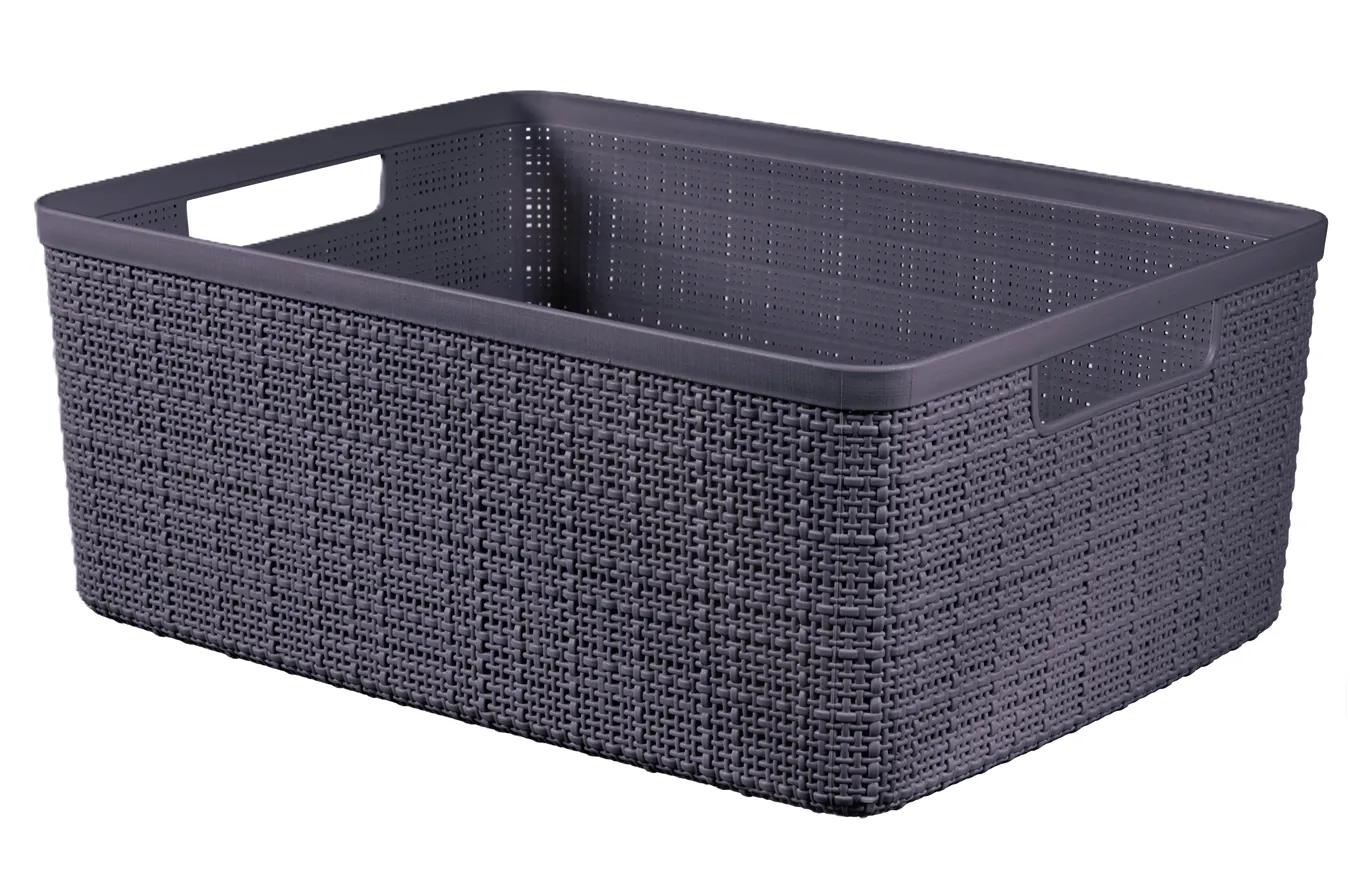 סלסלה בינונית בסגנון יוטה 12 ליטר - אפור