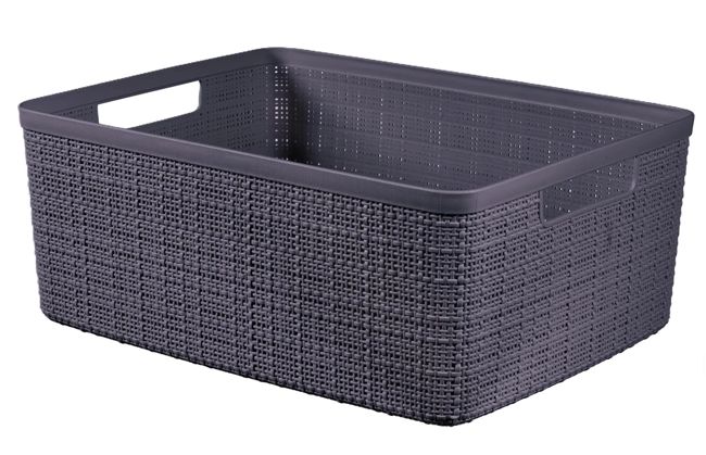 סלסלה בינונית בסגנון יוטה 12 ליטר - אפור