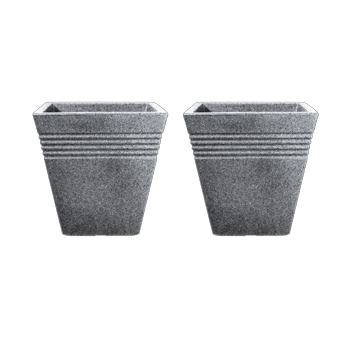 Piazza Square Planter 40cm Set of 2 - Alpine Grey - Planters