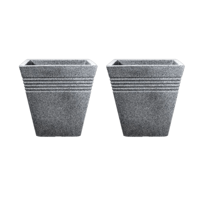 Piazza Square Planter 40cm Set of 2 - Alpine Grey