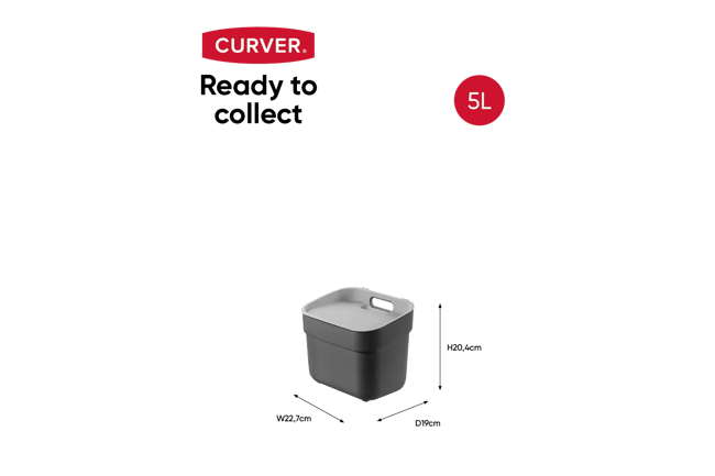 פח מיחזור 5 ליטר READY to Collect - אפור כהה