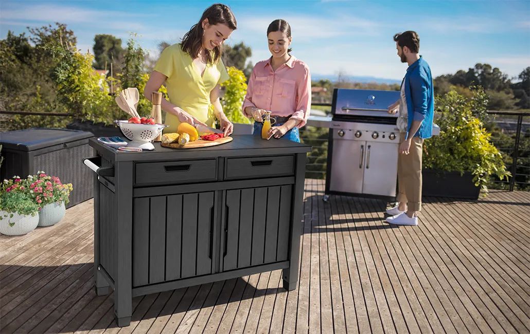 Unity Outdoor Kitchen  BBQ Table and Storage Cabinet - Graphite