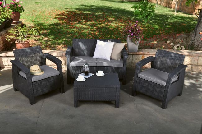 Corfu Outdoor Seating Conversation Set​ Graphite - Keter US