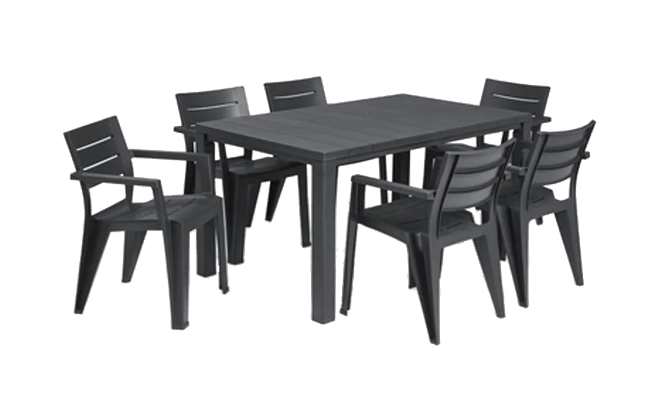 פינת אוכל טוסקנה- שולחן ו 6 כיסאות - אפור כהה