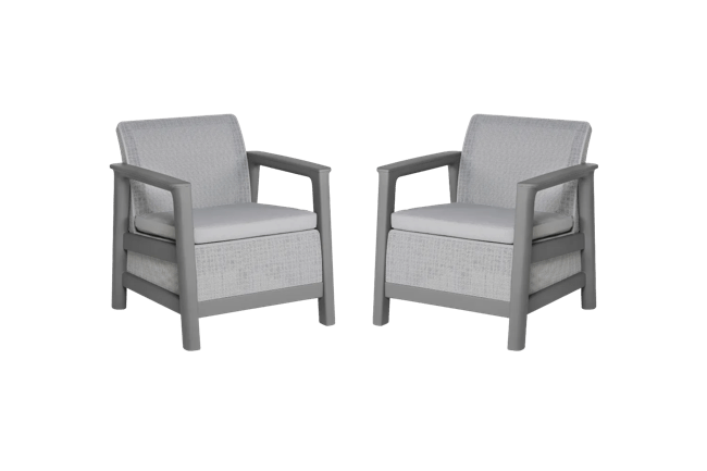 Scandi Linea Loungestoel - 2 stuks - Lichtgrijs