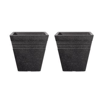 Piazza Square Planter 40cm Set of 2 - Granite - Planters