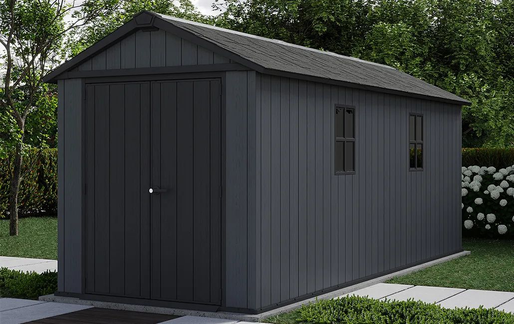 Abri de jardin Newton Plus 1775 - 11,2m2 - Gris Aspect Bois