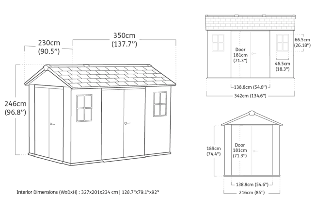 מחסן גינה ניוטון פלוס - 7.5x11 רחב + 2 דלתות