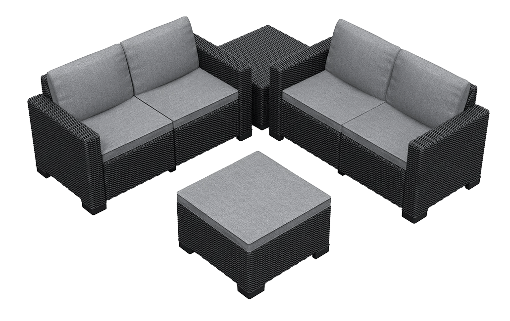 California 4 Seater Double Lounge Set - Grey