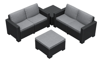 California 4 Seater Double Lounge Set - Grey - Lounge Sets