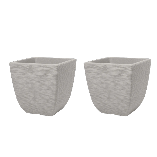 Cotswold Square Planter 38cm Set of 2 - Limestone Grey