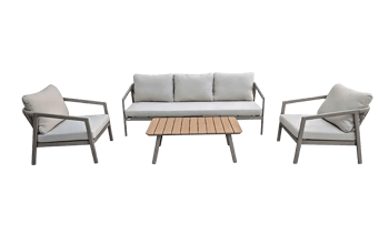 סט מערכת ישיבה תלת מושבי פיגי חבלים - קפוצ'ינו - מערכות ישיבה מאלומיניום