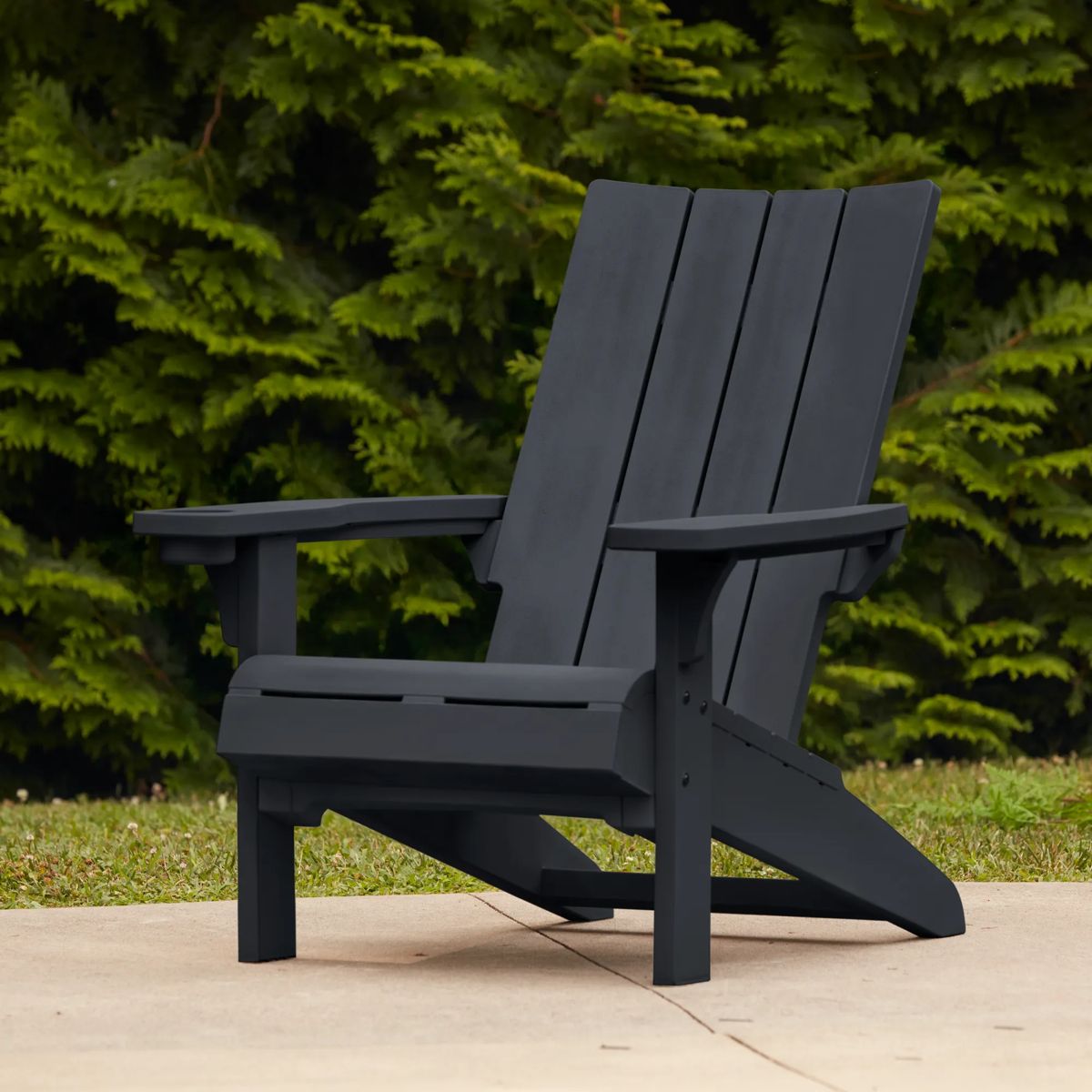 Modern Adirondack Chair With Cup Holder Graphite - Keter US