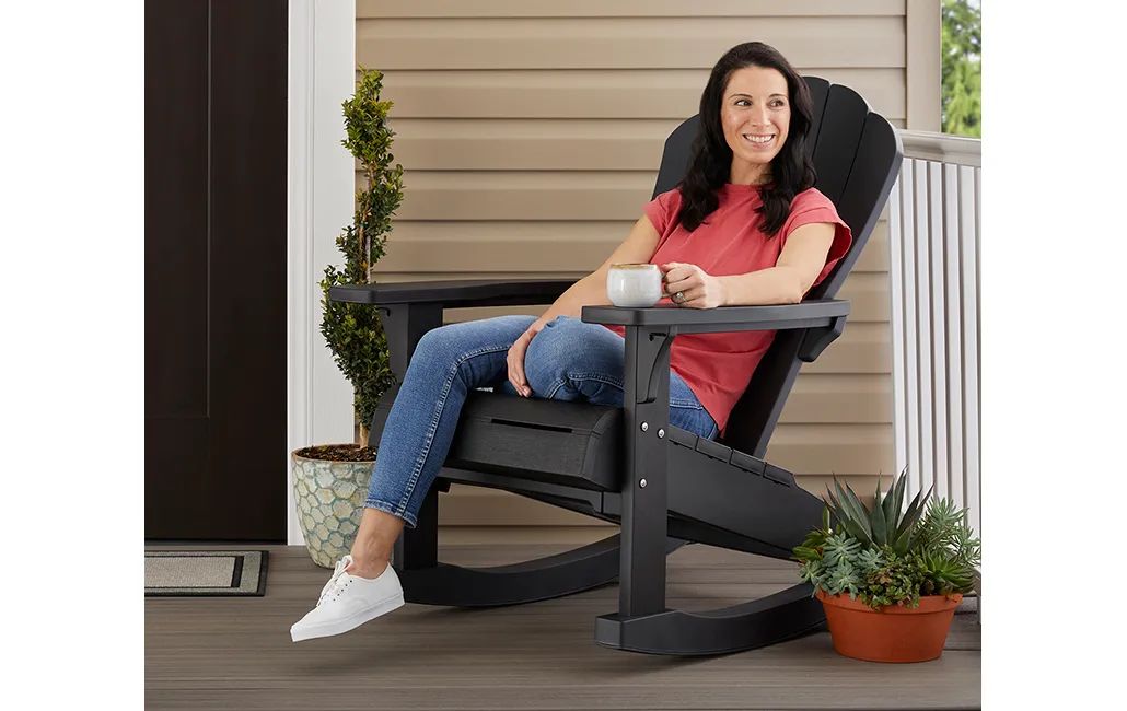 Everest Resin Plastic Adirondack Rocker - Graphite - Keter US
