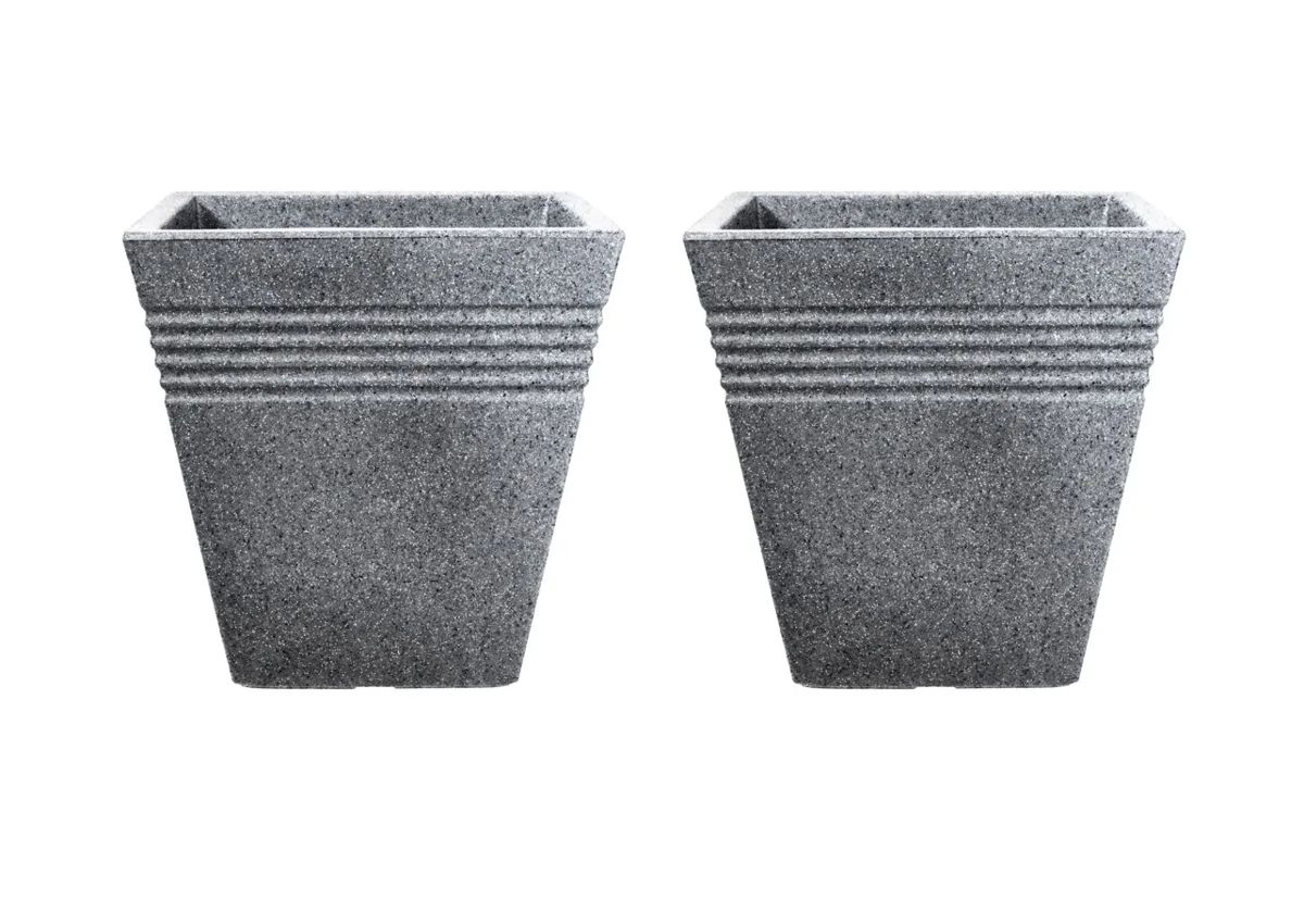 Piazza Square Planter 40cm Set of 2 - Alpine Grey