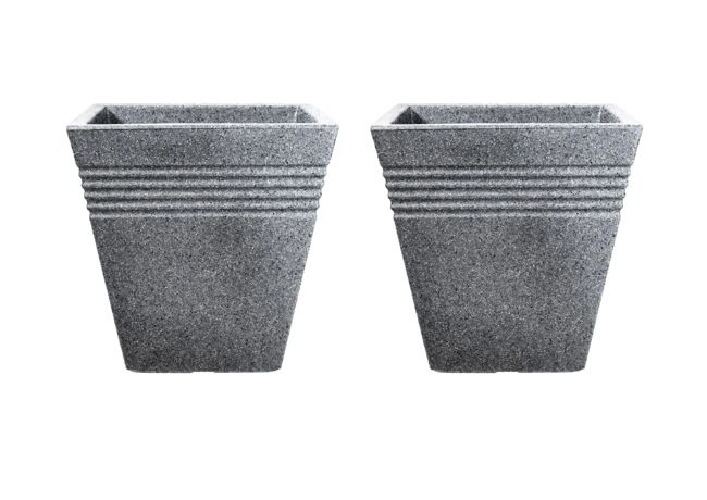 Piazza Square Planter 40cm Set of 2 - Alpine Grey