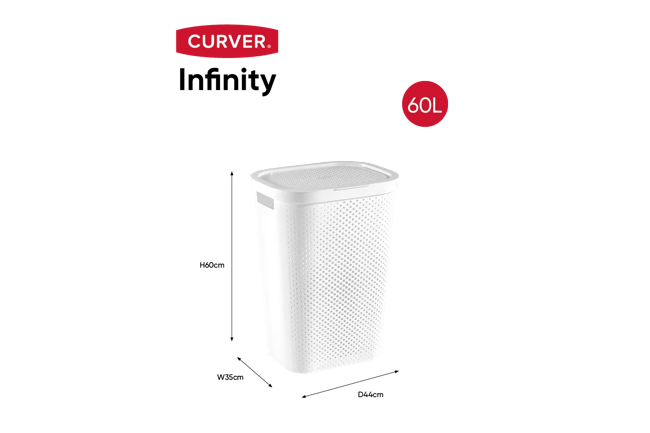 סל כביסה אינפיניטי 60 ליטר - לבן