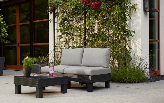 Salon de jardin Elements modulable 2 fauteuils et Table basse - Noir