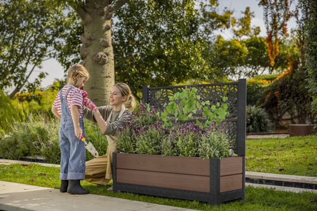 Brown Privacy Planter With Tulip-Shaped Trellis - Keter US