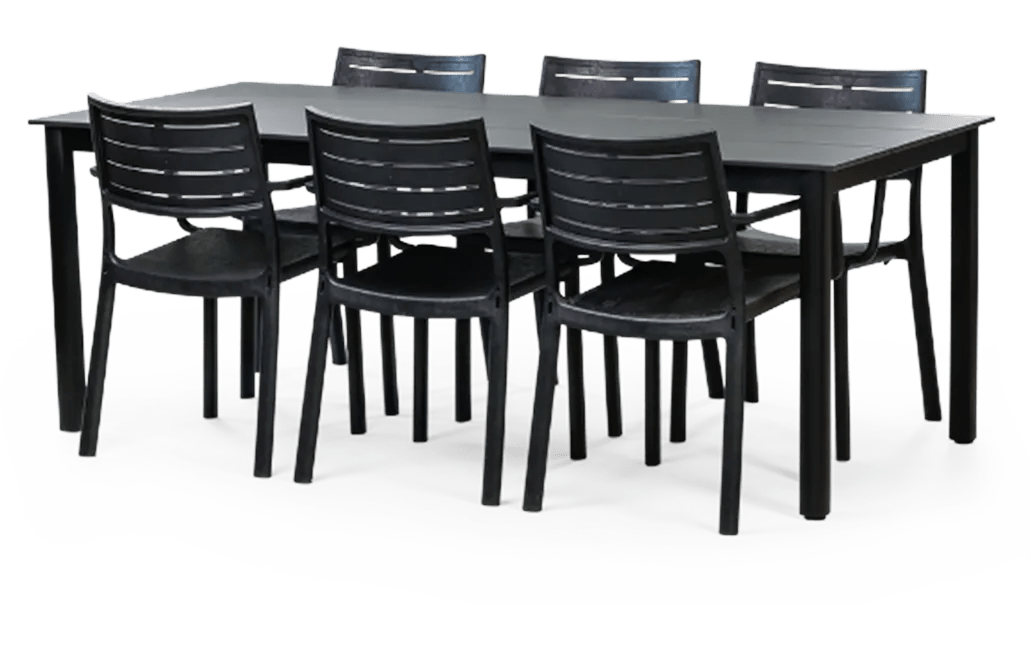 פינת אוכל אמרלד שולחן ו 6 כיסאות - שחור