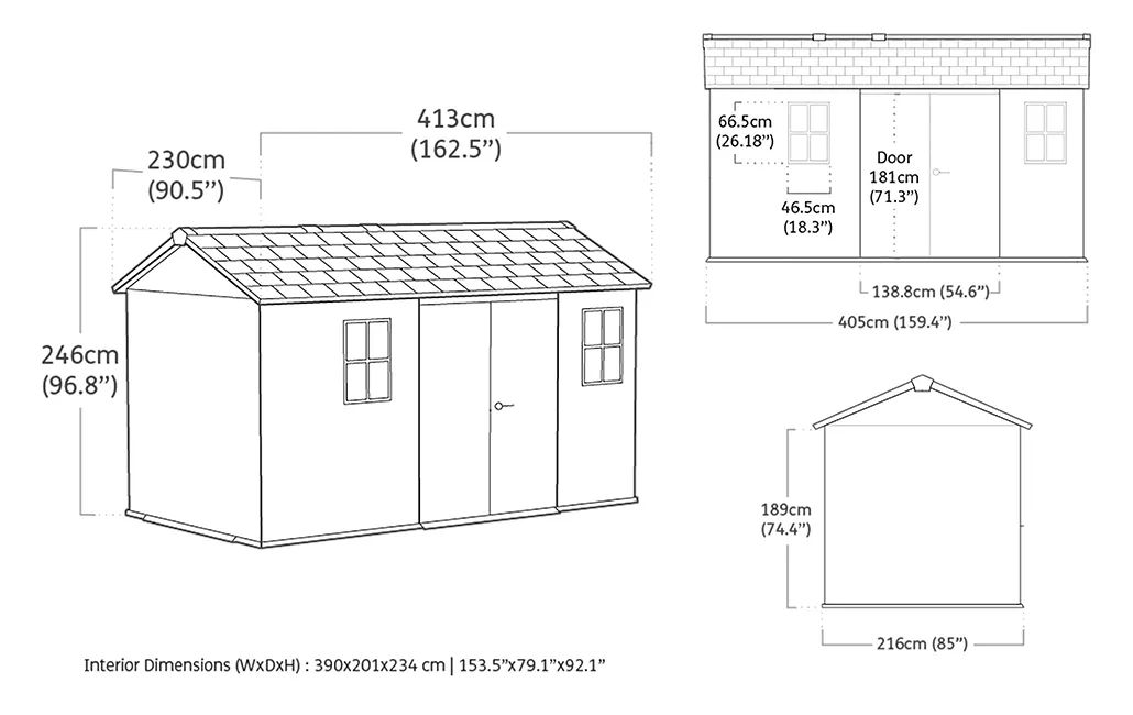 Caseta de exterior Newton Plus 7513 - 230x413x246 cm y 8,6 m2