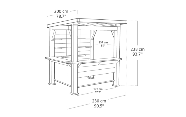 Bar Gazebo Signature - 230x200x238 cm - Marron Aspect Noyer