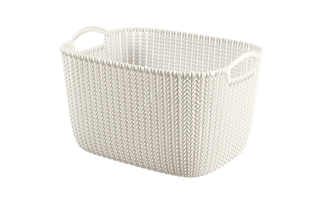 סל אחסון מלבני קלוע - 19 ליטר - לבן thumbnail