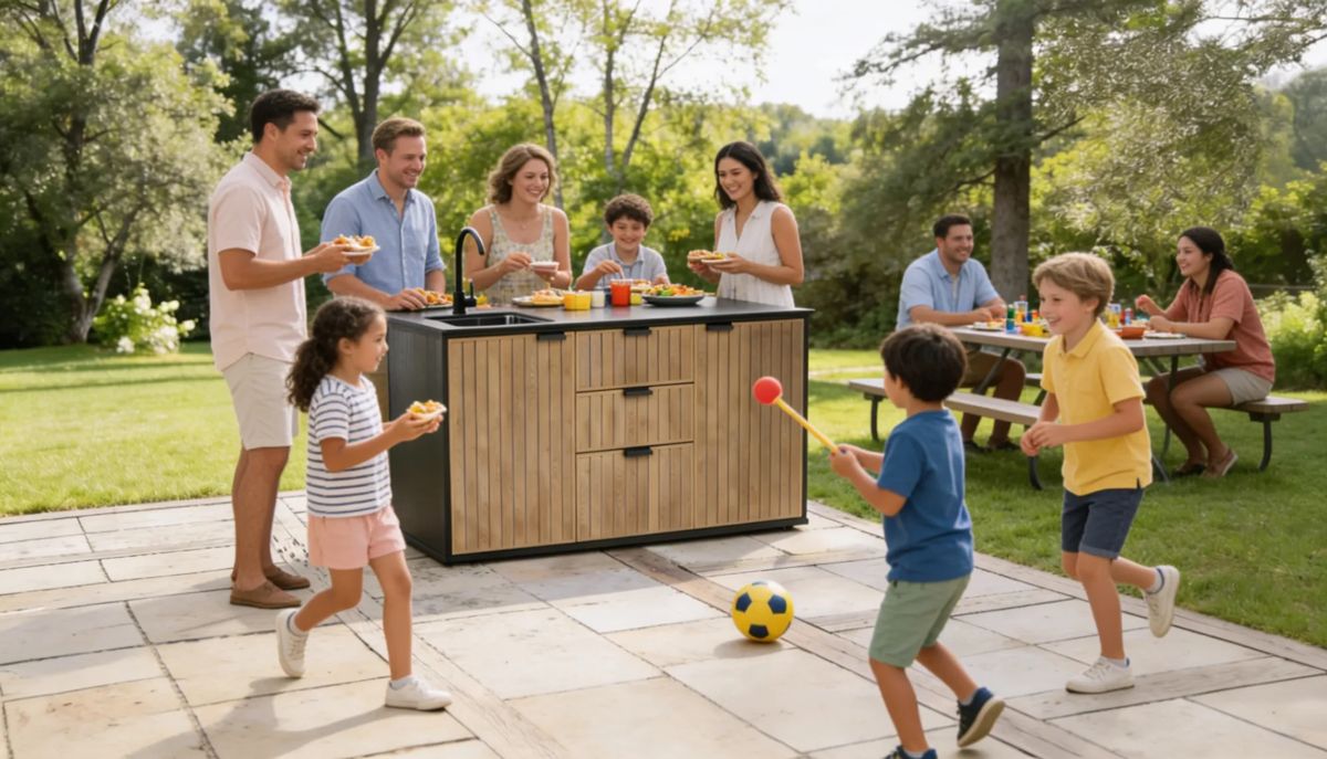 Outdoor Kitchen with Sink Venetian Brown - Keter US