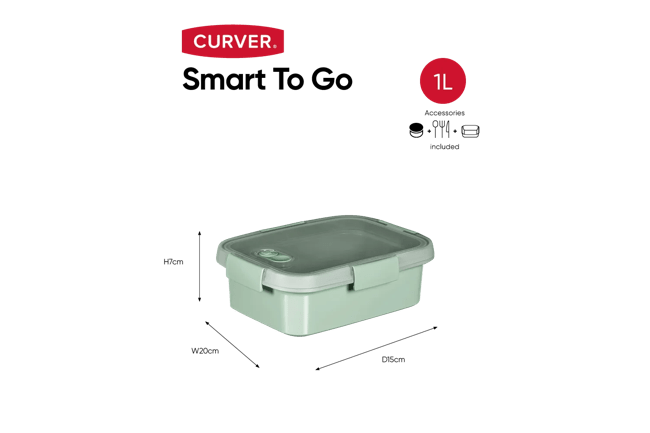 קופסת סמרט אקו מלבנית SMART ECO 1L - ירוק