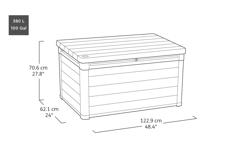 100 Gallon Deck Box Signature Storage Box Rosewood Brown - Keter US
