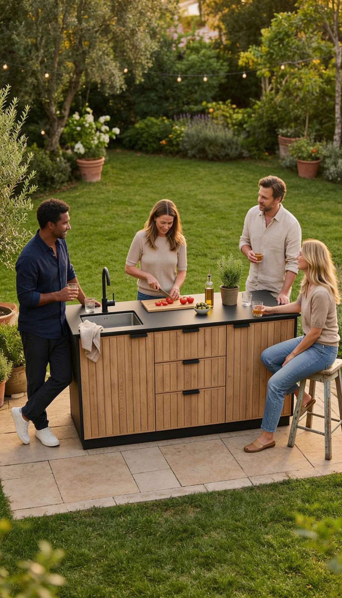 Outdoor Kitchen with Sink Venetian Brown - Keter US