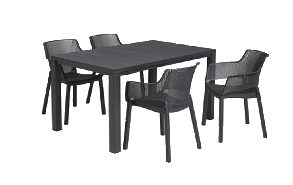 פינת אוכל  מונקו- שולחן ו 4 כיסאות - אפור כהה