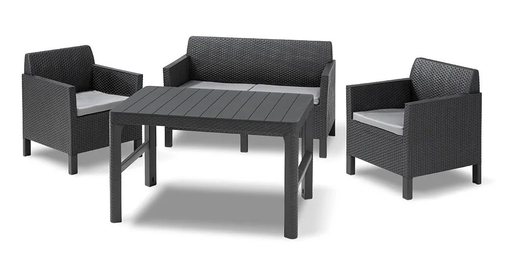 Conjunto de exterior de 4 plazas Chicago con mesa Lyon - Grafito