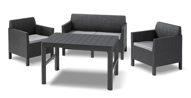 Conjunto de exterior de 4 plazas Chicago con mesa Lyon - Grafito