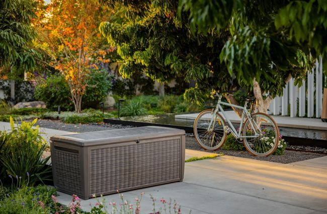 Arcón de exterior de ratán Sumatra 145x73x64 cm y 511L - 