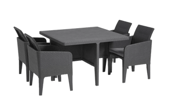 Santiago 4 Seater Dining Set - Grey - Dining Sets