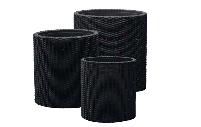Cylinder Rattan Resin Planters (Set of 3) - Keter US