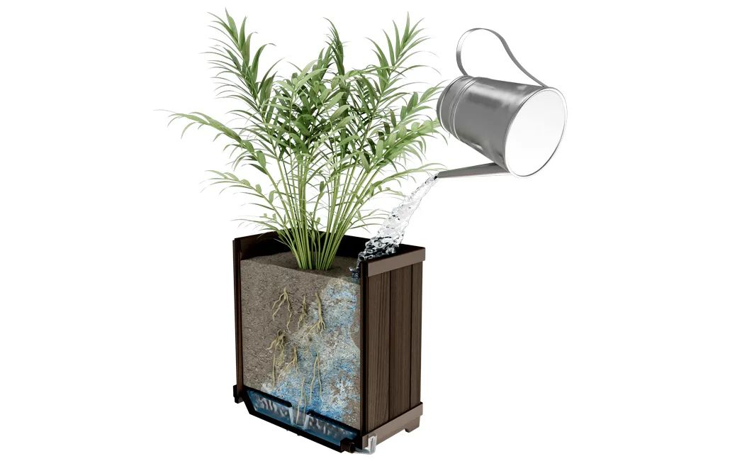 Haute jardinière carrée à arrosage automatique brun de pin − Keter Canada