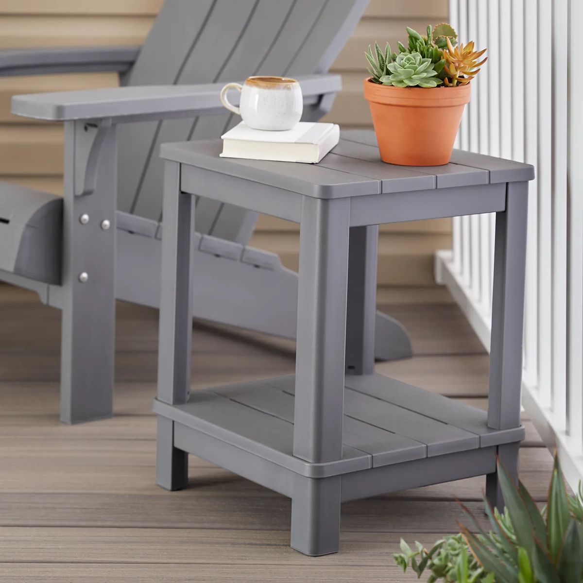 Deluxe Adirondack Two Tier Side Table - Gray - Keter US
