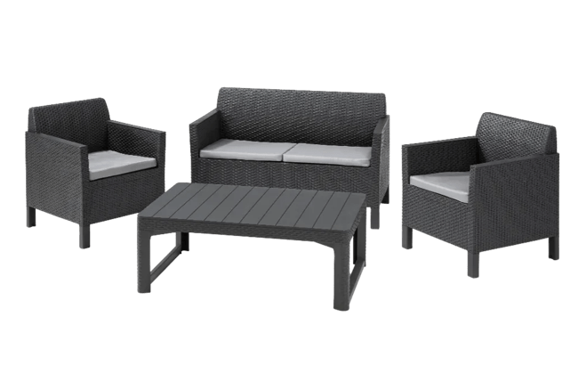 Conjunto de exterior de 4 plazas Chicago con mesa Lyon - Grafito