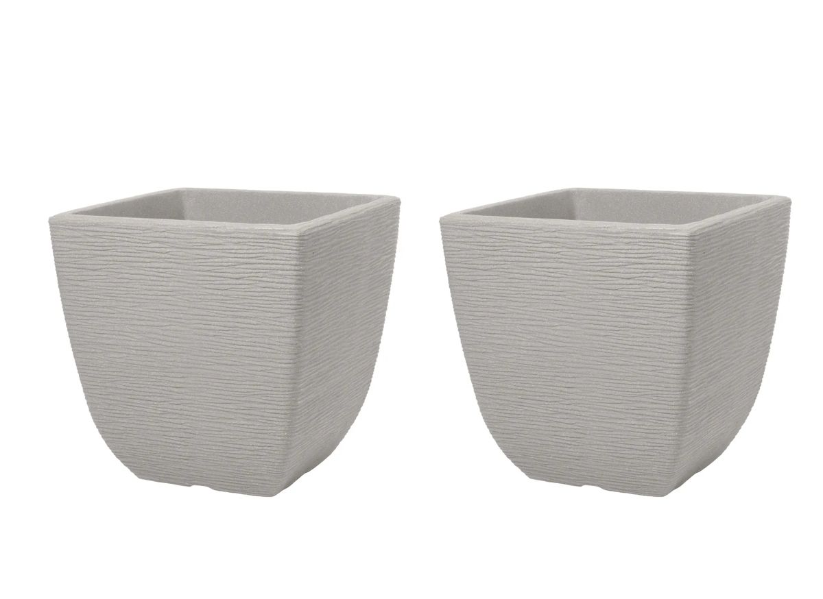 Cotswold Square Planter 38cm Set of 2 - Limestone Grey